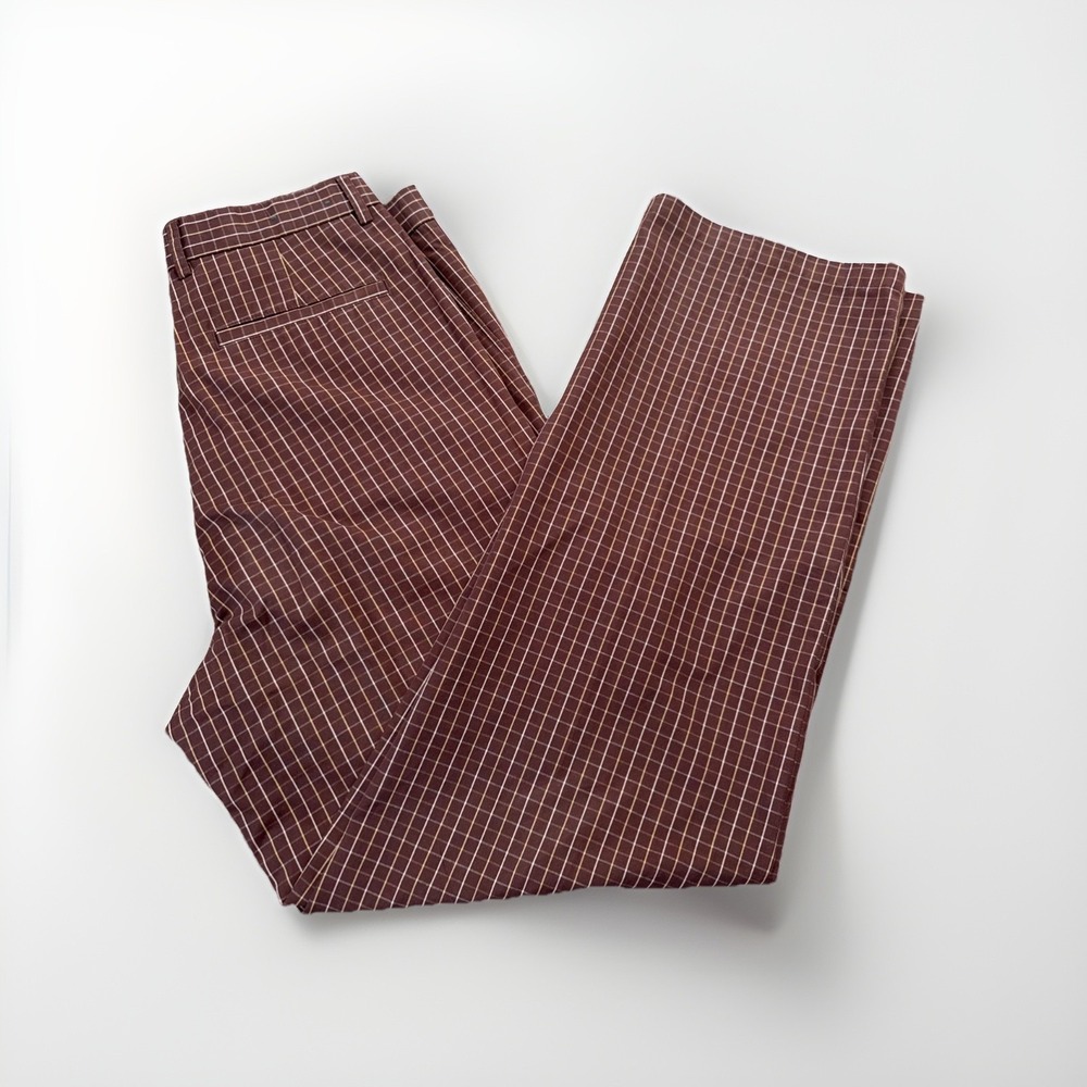 Bobby Jones Vintage Men's Brown Checkered Plaid Golf Dress Pants 32x30